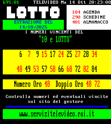 Ultimi numeri estratti al 10 e Lotto